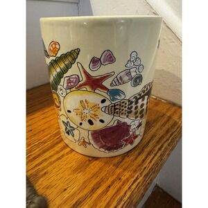 Vintage Jumbo Myrtle Beach Coffee‎ Mug Cup Shells Sand Dollar Colorful Oversized